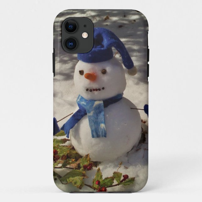 Snowman withBlue Hat and Scarf Case-Mate iPhone Case (Back)