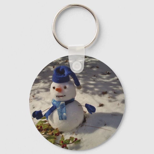 Snowman withBlue Hat and Scarf Keychain (Front)