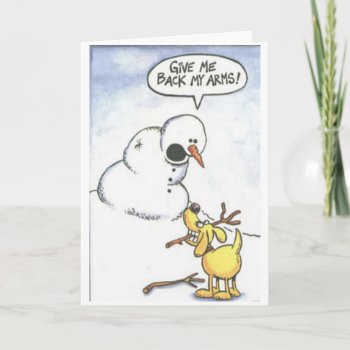 Snowman Without Arms Holiday Card by Unique_Christmas at Zazzle
