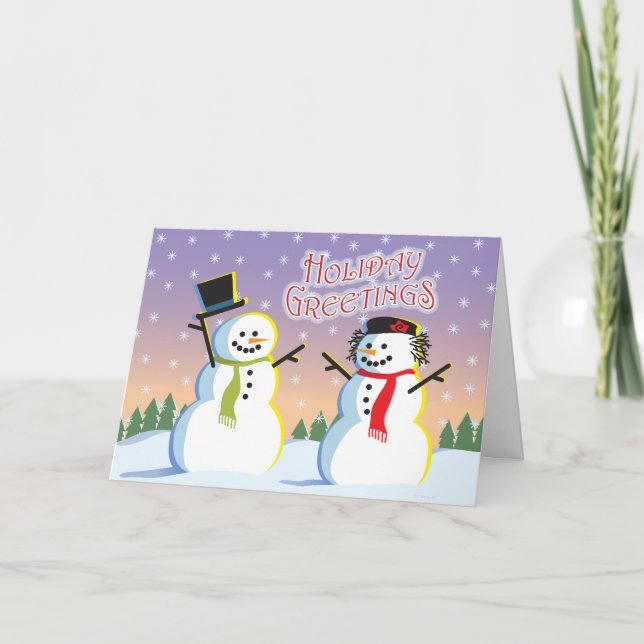 Snowman & Woman Holiday Card (Front)