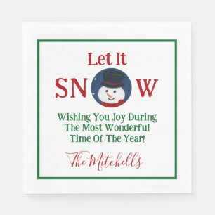 Snowman Wonderful Time Year PERSONALIZE Name Napkins