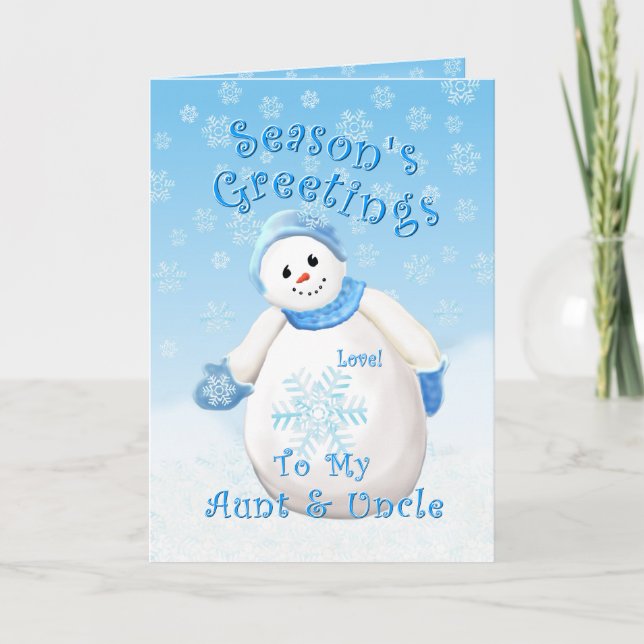 Snowman Wonderland for Aunt and Uncle Christmas Ca Holiday Card (Front)