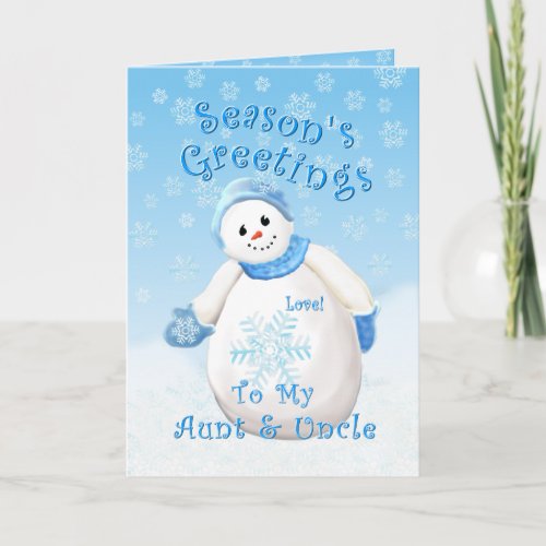 Snowman Wonderland for Aunt and Uncle Christmas Ca Holiday Card