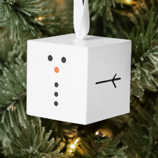 Snowman Wooden Cube Christmas Ornament