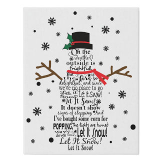 Snowman Word Art Faux Canvas Print