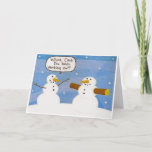 Snowman Working Out Logs Greeting Card at Zazzle