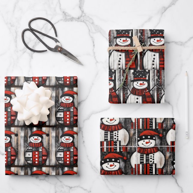Snowman Wrapping Paper Sheets (Front)