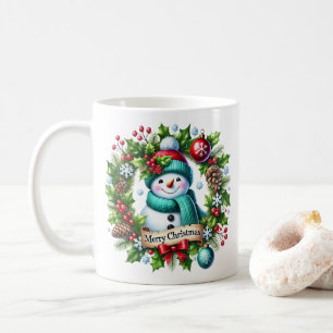 Snowman Wreath Coffee Mug