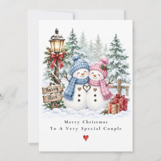 Snowman Xmas Personalized Special Couple Christmas Holiday Card
