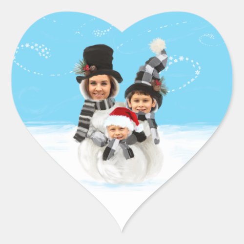 Snowman yourself personalized snowman heart sticker