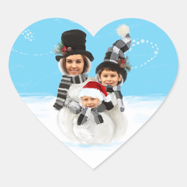 Snowman yourself personalized snowman heart sticker (Front)