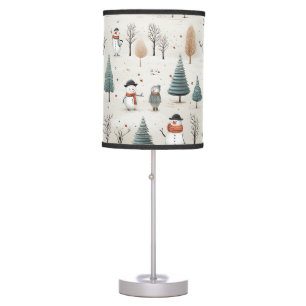 Snowman's and trees table lamp