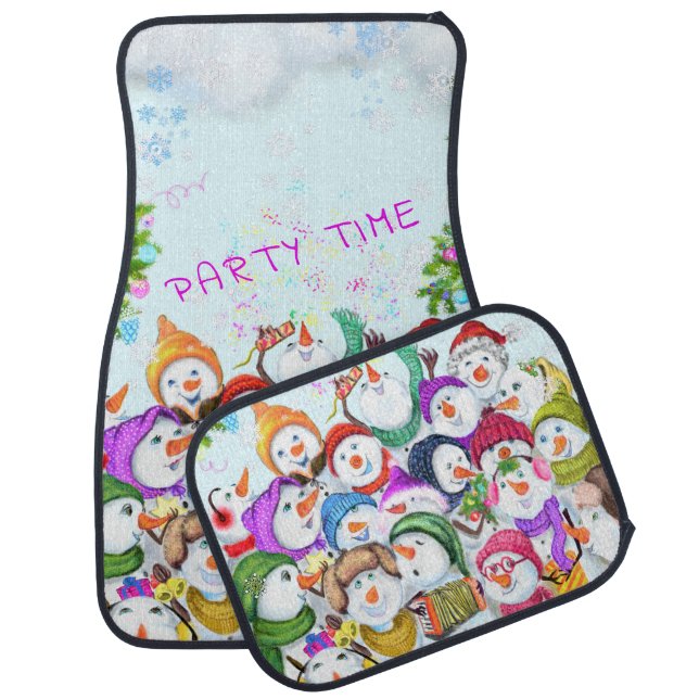 Snowmans Christmas Car Floor Mat Gift (Set)