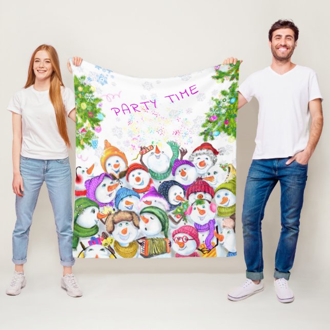 Snowmans Christmas Fleece Blanket Gift (In Situ)