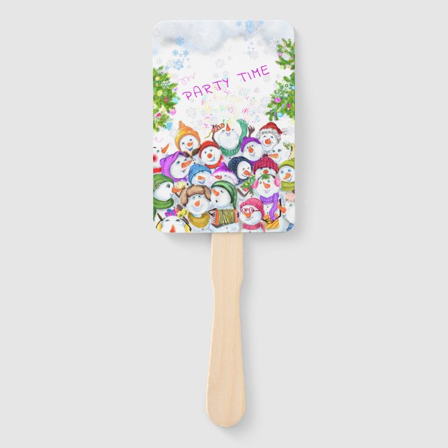 Snowmans Christmas Hand Fan Party Gift (Front)