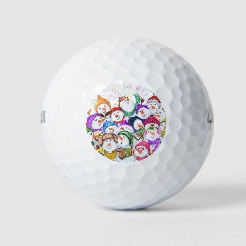 Snowmans Christmas Party Funny Golf Balls