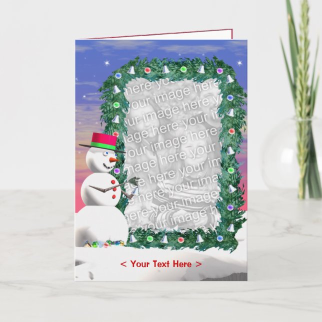 Snowman's Christmas (photo frame) (tall) Holiday Card (Front)