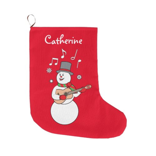 Snowmans Christmas Serenade Large Christmas Stocking