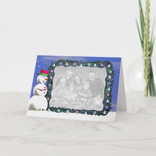 Snowmans Christmas wide photo frame Holiday Card
