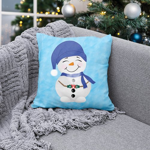 Snowmans Cocoa Delight Christmas Throw Pillow