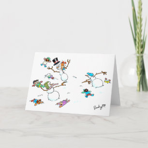 Snowman's Holiday Fight Customizable Card