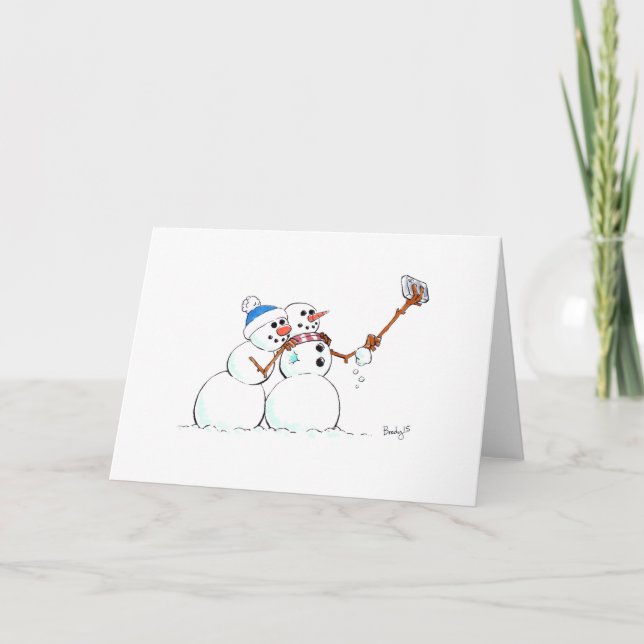 Snowman's Holiday Selfie Card (Front)