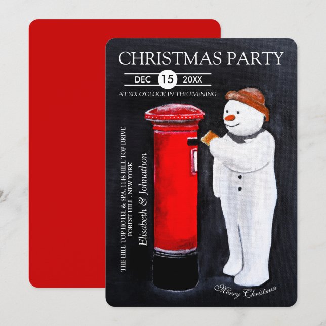 Snowman's Letter to Santa Christmas Party Invitation (Front/Back)
