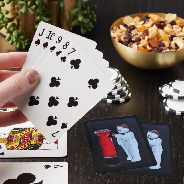 Snowman's Letter to Santa Painting by Alfred Fox Poker Cards (In Situ)