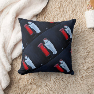 Snowman's Letter to Santa Painting by Alfred Fox Throw Pillow