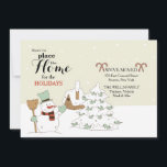 Snowman's Moving Announcement<br><div class="desc">Send holiday greetings and notify family and friends of your move with this adorable announcement. It features a cute snowman with a house and tree covered in snow. (FP) The card is easy to customize with your wording, font, font color, paper shape options and choice of six paper types. White...</div>
