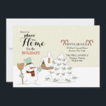 Snowman's Moving Announcement<br><div class="desc">Send holiday greetings and notify family and friends of your move with this adorable announcement. It features a cute snowman with a house and tree covered in snow. (FP) The card is easy to customize with your wording, font, font color, paper shape options and choice of six paper types. White...</div>