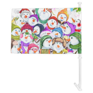 Snowmans Party Christmas Car Flag