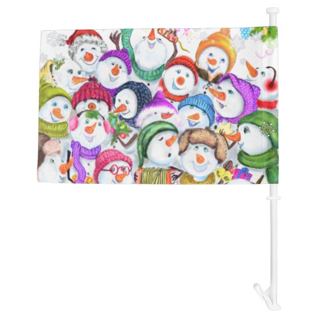 Snowmans Party Christmas Car Flag (Back)