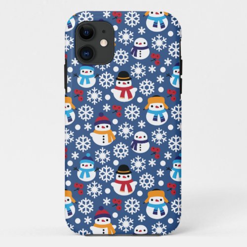 Snowmans  Snowflakes Seamless Pattern iPhone 11 Case