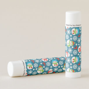 Snowmans & Snowflakes Seamless Pattern Lip Balm