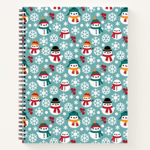 Snowmans  Snowflakes Seamless Pattern Notebook