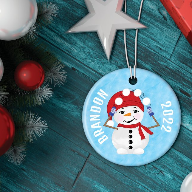 Snowman's Winter Wonderland Christmas Tree Ceramic Ornament (Creator Uploaded)