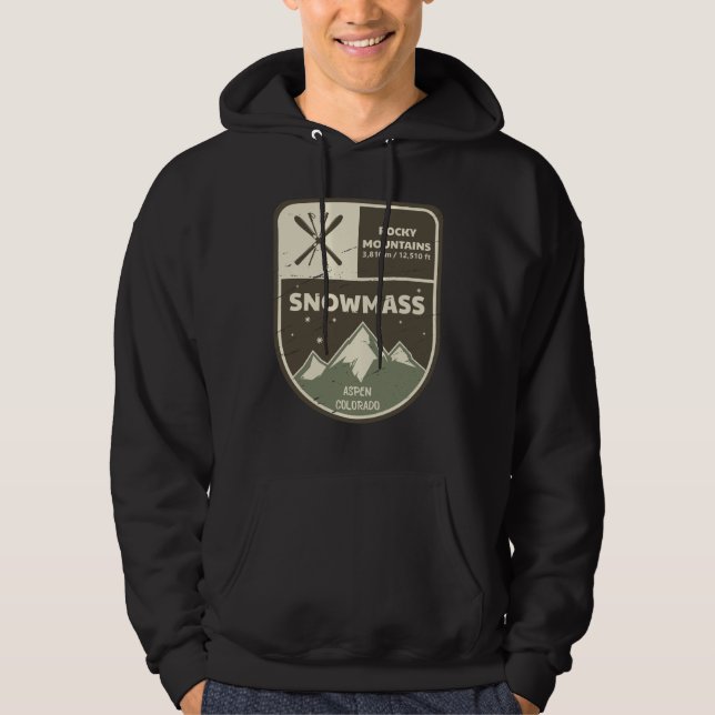 Snowmass Aspen Rocky Mountains Colorado Hoodie (Front)