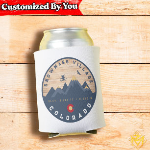 Snowmass Colorado Flag Retro Sunset Ski Souvenirs Can Cooler