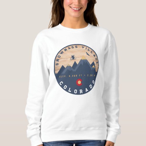 Snowmass Colorado Flag Retro Sunset Ski Souvenirs Sweatshirt