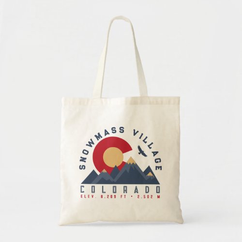 Snowmass Colorado Flag Retro Sunset Ski Souvenirs Tote Bag