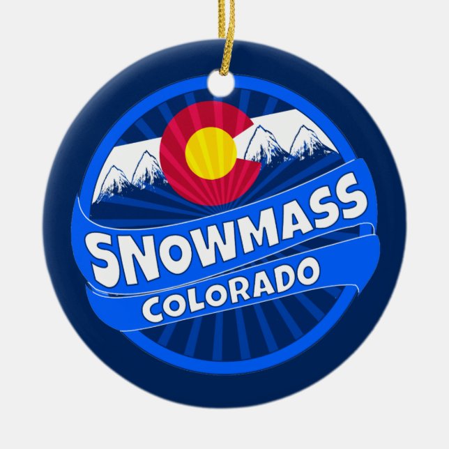 Snowmass Colorado mountain burst ornament (Front)
