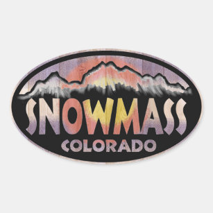 Snowmass Colorado wooden flag oval stickers