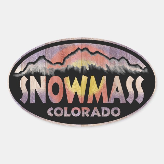 Snowmass Colorado wooden flag oval stickers (Front)