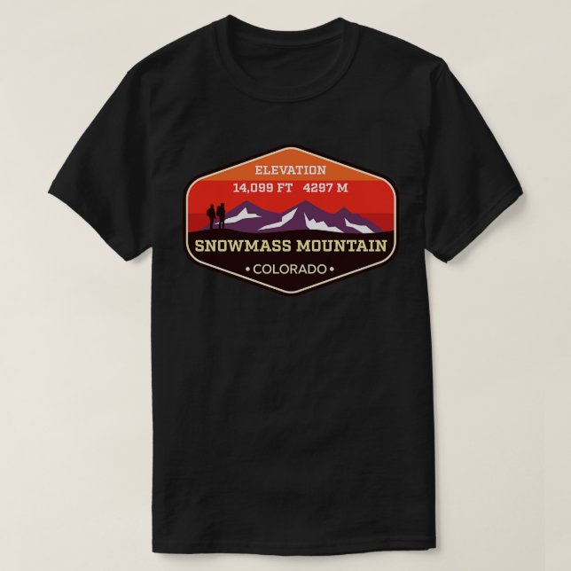 Snowmass Mountain Colorado 14ers Mountain Climbing T-Shirt (Design Front)