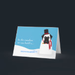 Snowmastiff Card<br><div class="desc">A snowmastiff with a corncob pipe, button eyes and nose, top hat and scarf! Great whimsical art for the holiday or just winter fun! This card has a customizable message and sign-off area.</div>
