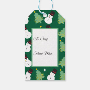 Snowmen and Christmas Tree Pattern Gift Tags
