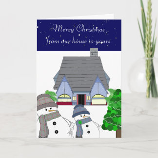 Snowmen and Cozy House Holiday Card
