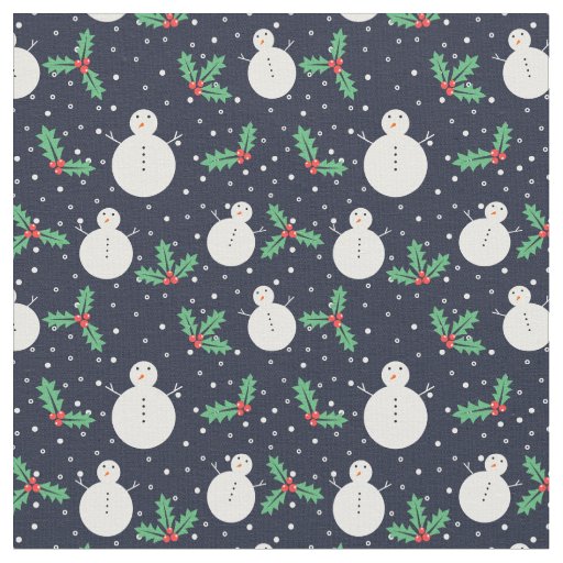 Snowmen and mistletoe pattern fabric
