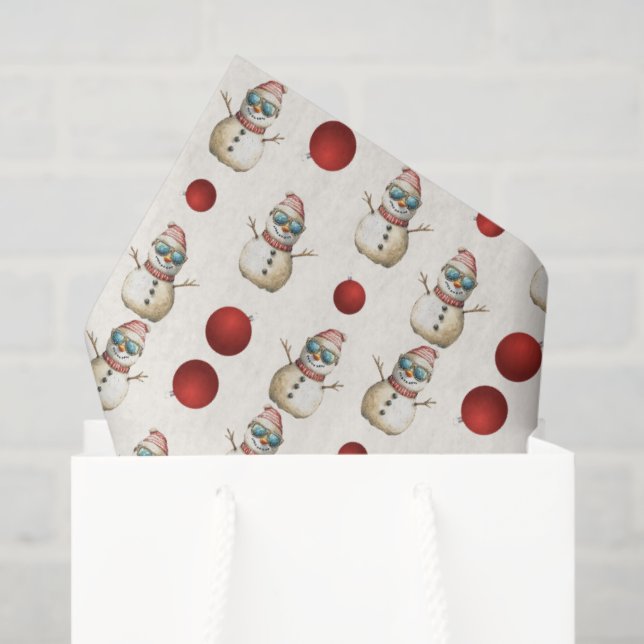 Snowmen and Ornaments Pattern Tissue Paper (Gift Bag)